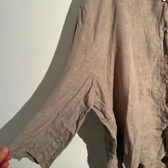 Puro Lino Womens OS Oversized Tunic Button down Linen Resortwear Lagenlook - Picture 3 of 7